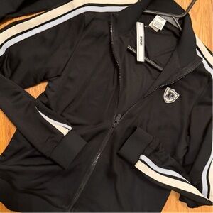 Pink Victoria's Secret Black Track Jacket with Stripes and sweatshirt XS BUNDLE